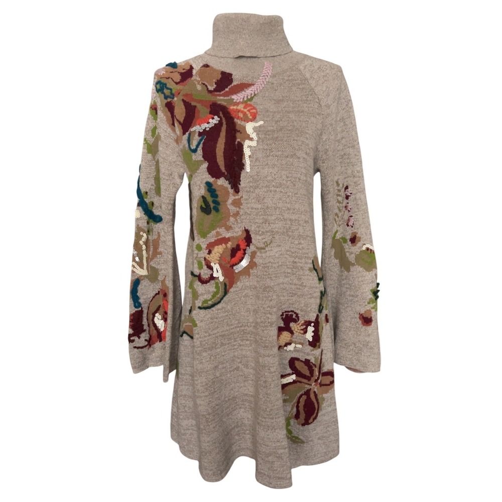 Anthropologie Knitted & Knotted Embroidered Petals Swing Dress Size‎ Small - Picture 15 of 15